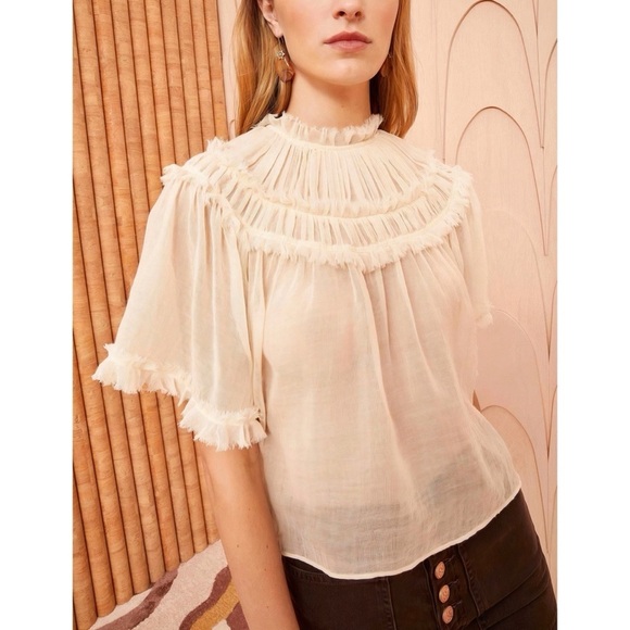Ulla Johnson Tops - NWOT Ulla Johnson Off-White Ruffle Short-Sleeve Zuri Top